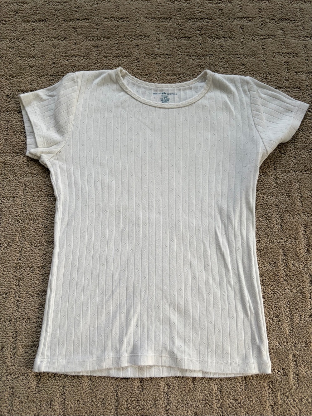 Brandy Melville Cream Pointelle Short Sleeve Tee